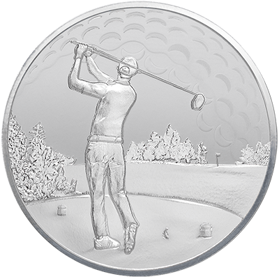 A picture of a 1oz TD Silver Golfer's Round